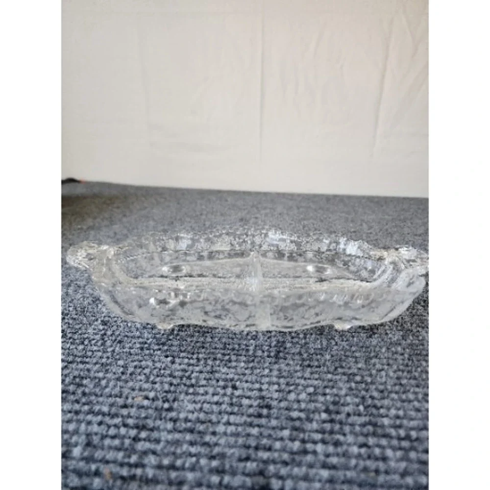 Cambridge Glass Rose Point 3-Part‎ Divided Serving Bowl Relish Dish